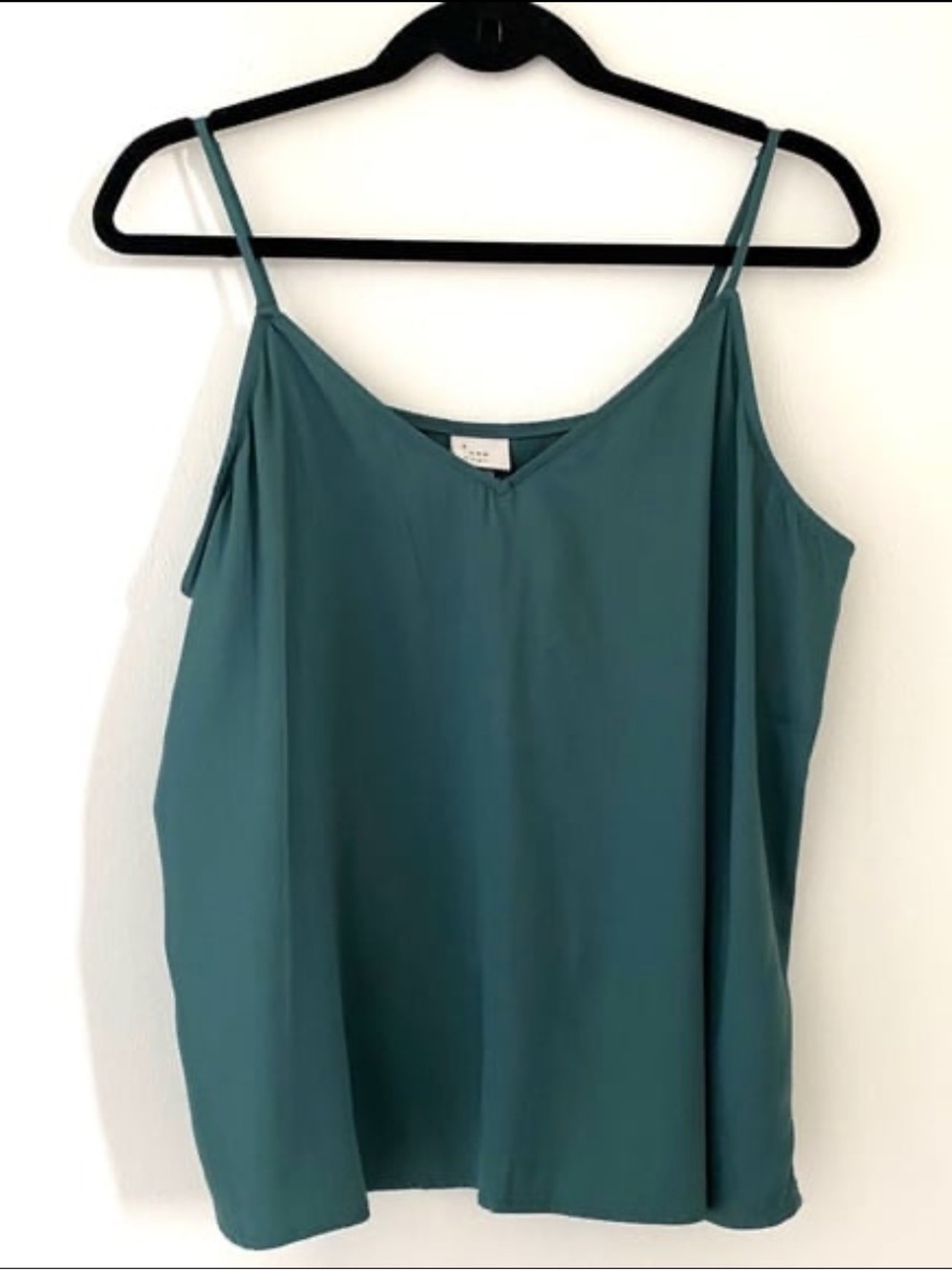 A New Day Teal Satin Spaghetti Strap Camisole Top